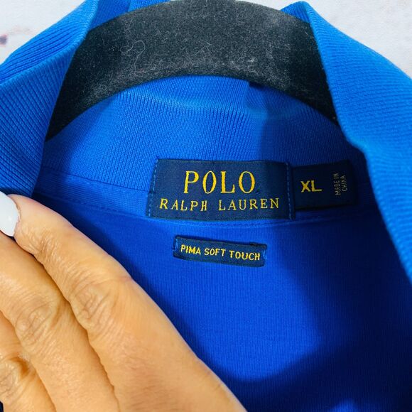 Polo Ralph Lauren XL Blue Cotton Pima Soft Touch Polo Shirt Classic Fit Preppy - Picture 3 of 12